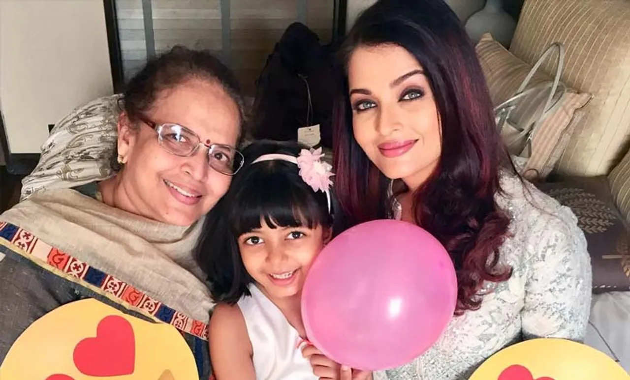 Aishwarya Rai Bachchan with Aaradhya and mother Vrinda Rai Featured