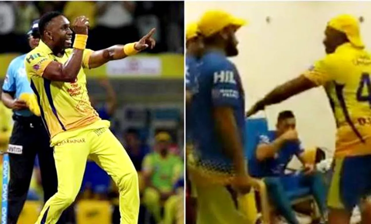 ധോണിയെ 'ഇരുത്തി' ആടിത്തിമിര്‍ത്ത് ബ്രാവോയും ഭാജിയും; വിജയാഘോഷത്തില്‍ ചെന്നൈ താരങ്ങള്‍