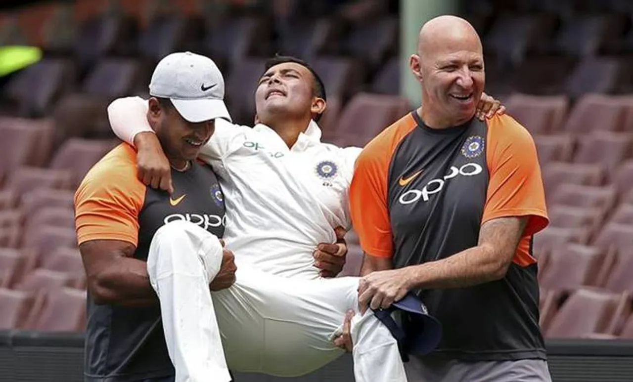 prithvi shaw injury, prithvi shaw australia series, prithvi shaw ankle injury, പൃഥി ഷാ, പരുക്ക്, ശാസ്ത്രി, ഇന്ത്യ, ഓസ്ട്രേലിയ, ravi shastri, prithvi shaw india, india vs australia, ind vs aus, india australia cricket series
