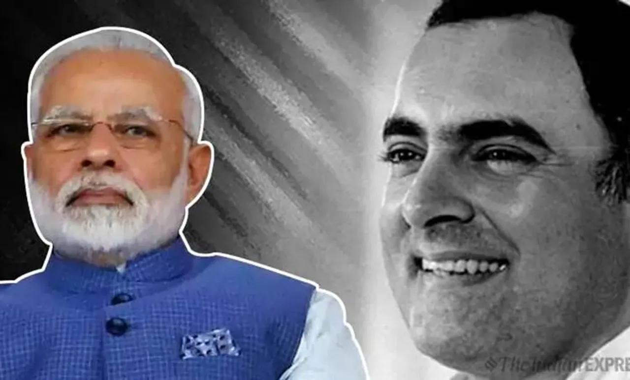 Narendra Modi and Rajeev Gandhi