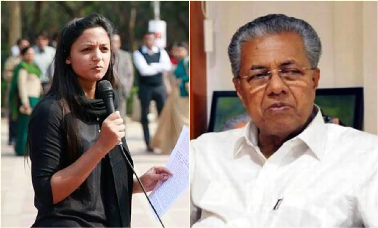 Shehla Rashid,ഷെഹ്ല റാഷിദ്, Shehla Rashid Kerala,ഷെഹ്ല റാഷിദ് കേരള, Shehla Rashid Pinarayi, ഷെഹ്ല റാഷിദ് പിണറായി,Shehla Opposition, ie malayalam