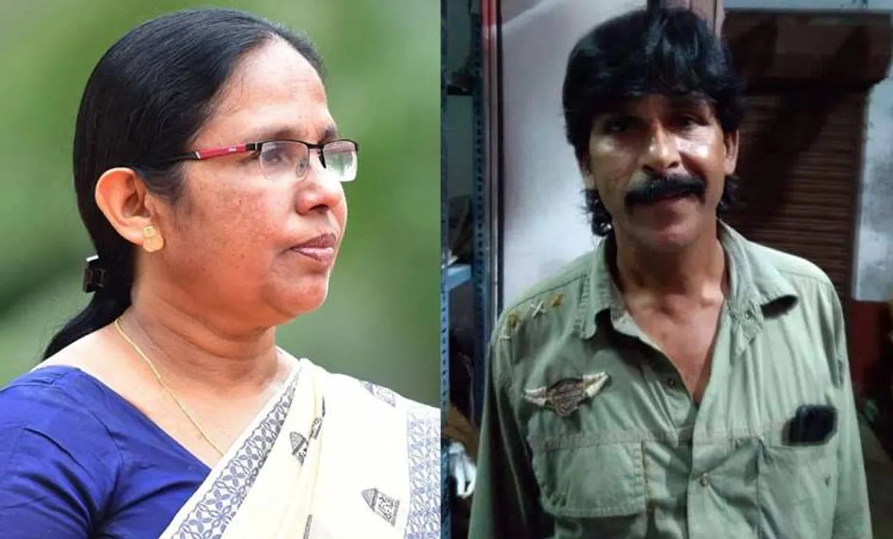 kk shailaja, കെ കെ ശൈലജ, shailaja teacher, ശൈലജ ടീച്ചർ, noushadh, rajesh sharma, textile owner, flood help, നൗഷാദ്, ദുരിതാശ്വാസം, ie malayalam, ഐഇ മലയാളം