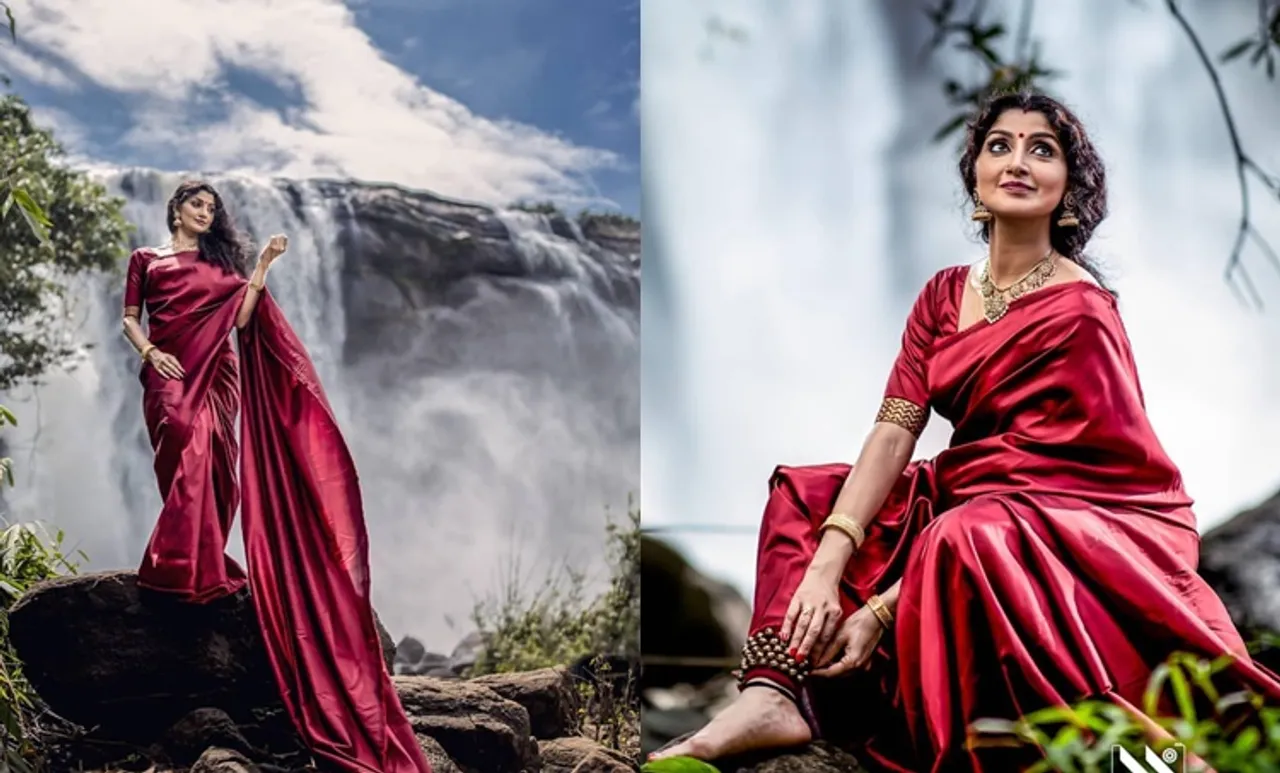 കുഞ്ഞതിഥിയെ കാത്ത് ദിവ്യ ഉണ്ണി; വളക്കാപ്പ് ചിത്രങ്ങൾ