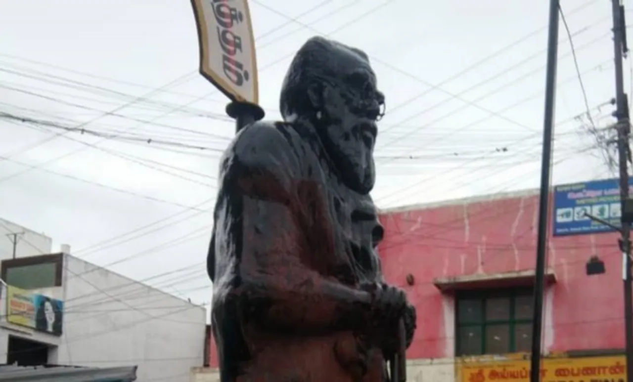 periyar, periyar statue, periyar statue saffron paint, periyar statue desecrated, coimbatore news, periyar statue news, indian express, പെരിയാർ, പെരിയാർ പ്രമിക, കോയമ്പത്തൂർ, കാവി, ie malayalam, ഐഇ മലയാളം