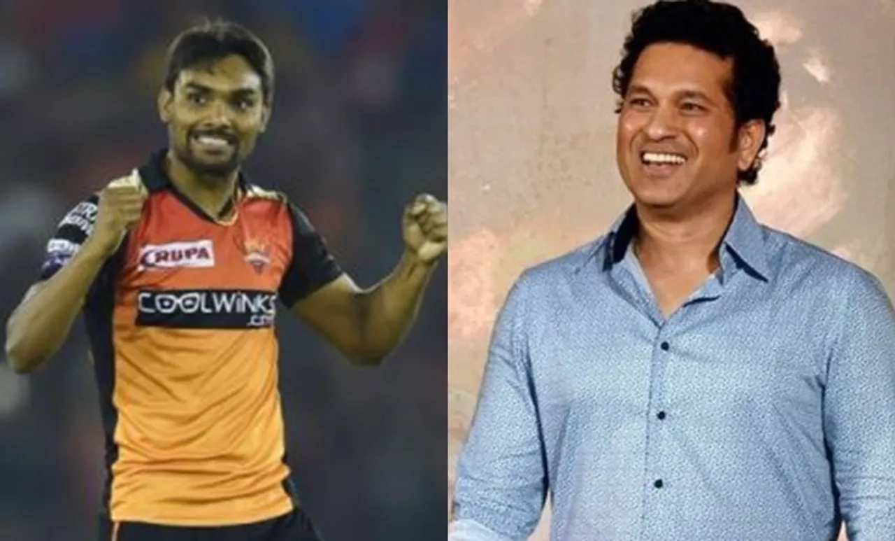 Sandeep Sharma and Sachin Tendulkar