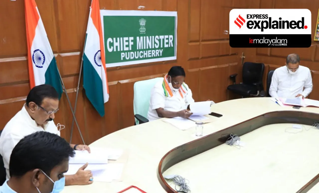 Puducherry, Puducherry political crisis, Puducherry government, BJP in Puducherry, Puducherry Congress, V Narayanasamy, പുതുച്ചേരി, പുതുച്ചേരി രാഷ്ട്രീയ പ്രതിസന്ധി, പുതുച്ചേരി സർക്കാർ, പുതുച്ചേരി ബിജെപി, പുതുച്ചേരി കോൺഗ്രസ്, വി നാരായണസാമി , ബിജെപി, കോൺഗ്രസ്സ്, ie malayalam