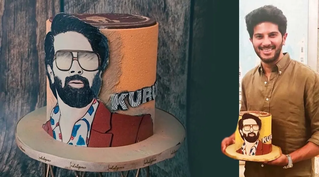 kurup cake, dulquer salmaan, Amal Sufiya and Maryam Ameerah Salmaan, kurup movie release, dulquer, കുറുപ്പ് റിലീസ്, kurup, salmaan kurup, kurup release date, dulquer salmaan movies, kurup movie, kurup review