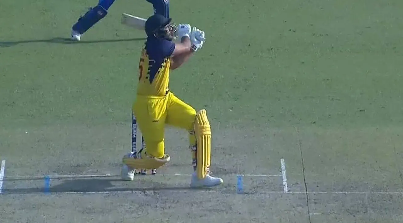 shahrukh khan, last ball six, shahrukh khan six, syed mushtaq ali trophy final, shahrukh, final match, tamil nadu vs karnataka, shahrukh khan last ball six, cricket news, sports news, indian express malayalam