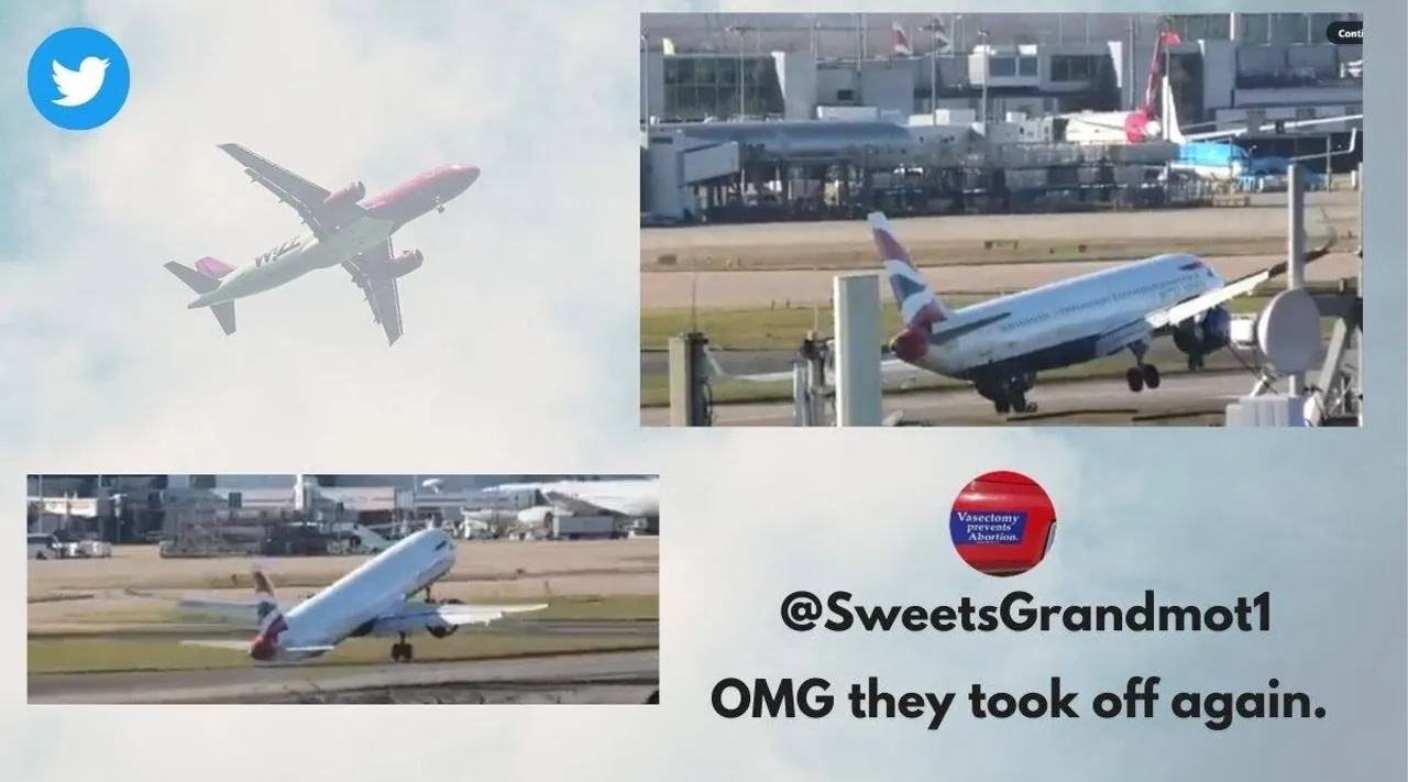 Viral video, Strong winds almost tilt airplane, London Heathrow airport
