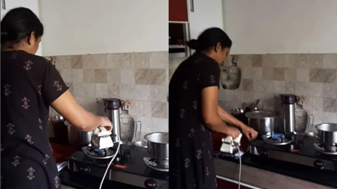 Housewife irons dress without electricity| Viral Video