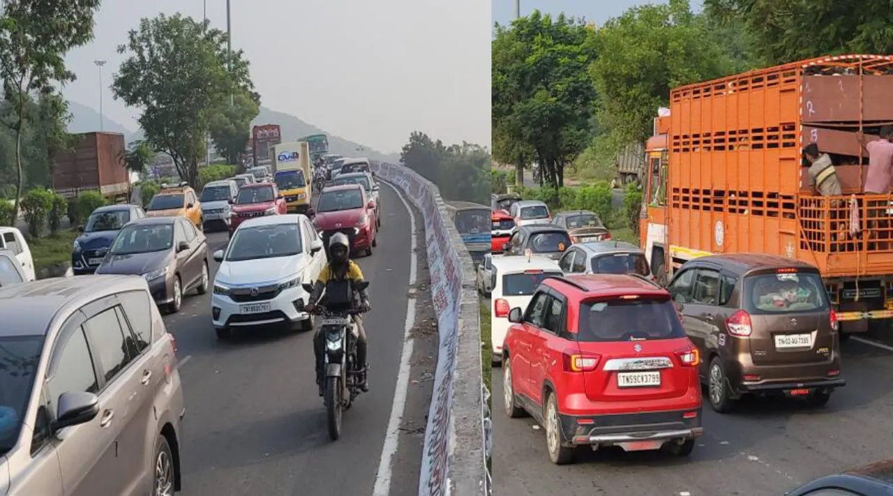Pongal holidays Heavy traffic on Trichy Chennai National Highway Tamil News