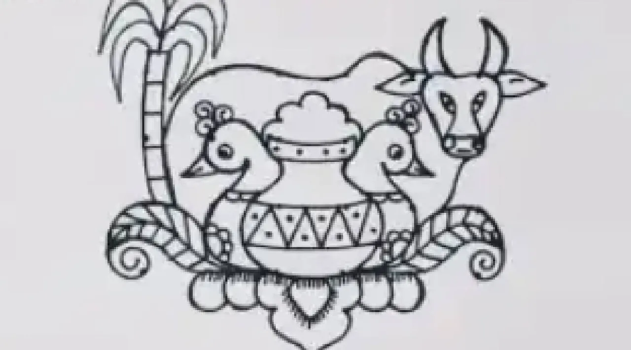 Maatu pongal kolam