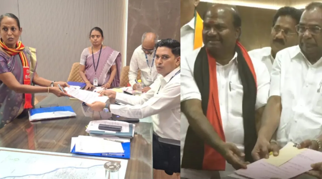 Erode East bypoll DMK NTK candidates file nominations Tamil News