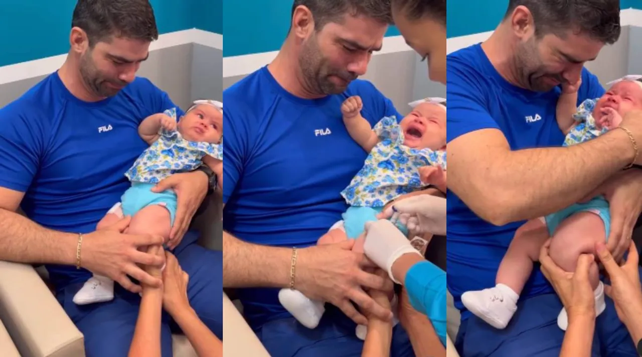 Dad Cries During Daughter's Vaccination