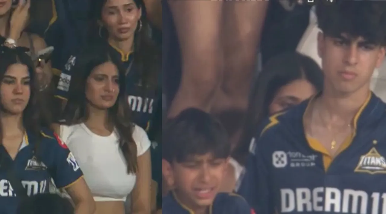 Ashish Nehra son to  Shubman Gill Sister Gujarat Titans players families and fan cry after Mumbai Indians knocked  out of IPL 2025 Tamil News