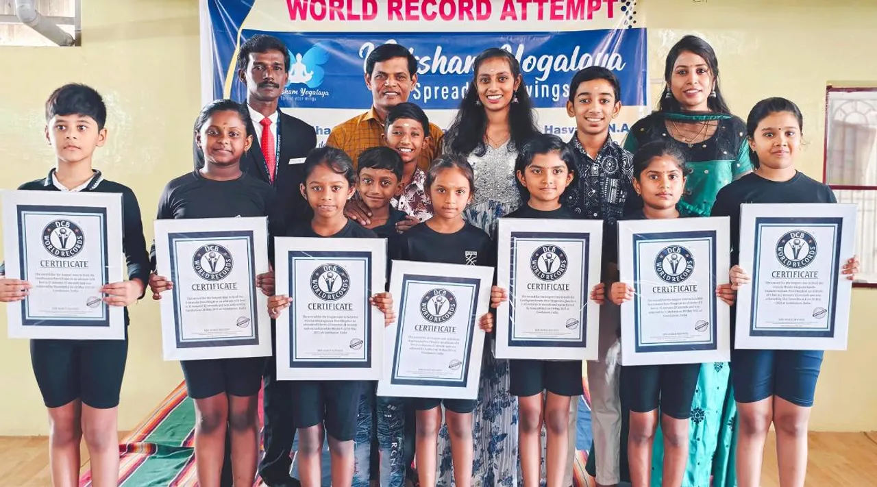 new record in yoga in Coimbatore