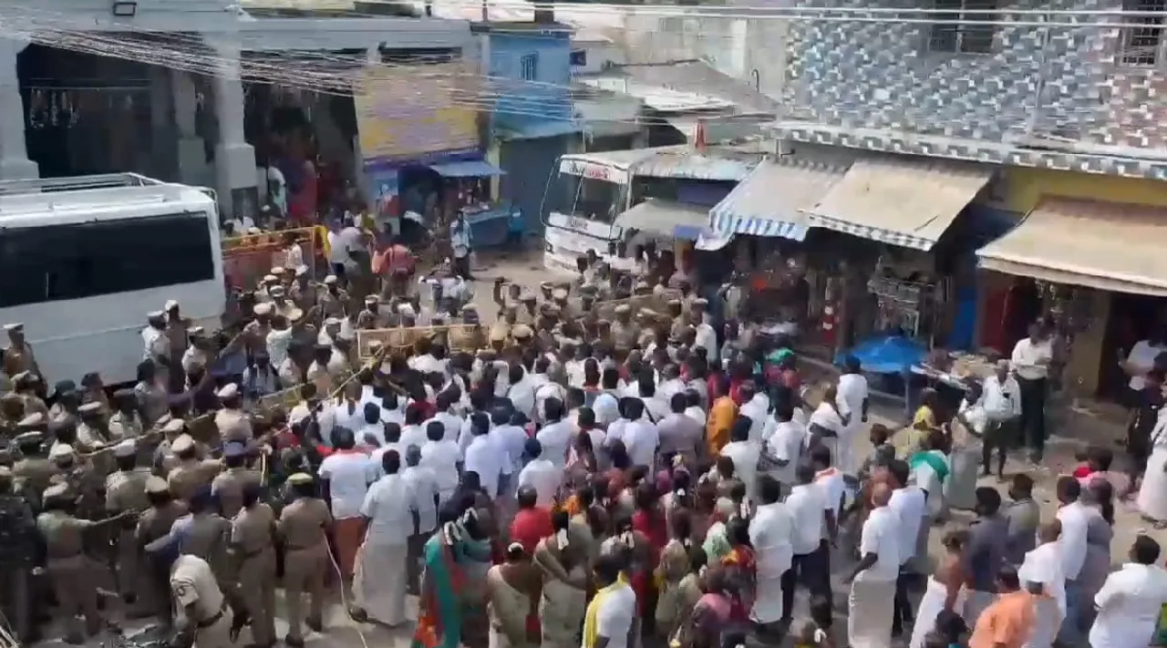 Rameswaram Temple entry protest tension escalate police arrest public Tamil News 