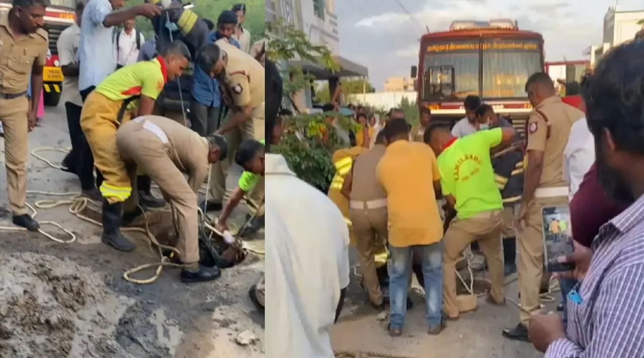 Trichy Two sanitary workers die inhaling toxic gas in manhole Tamil News