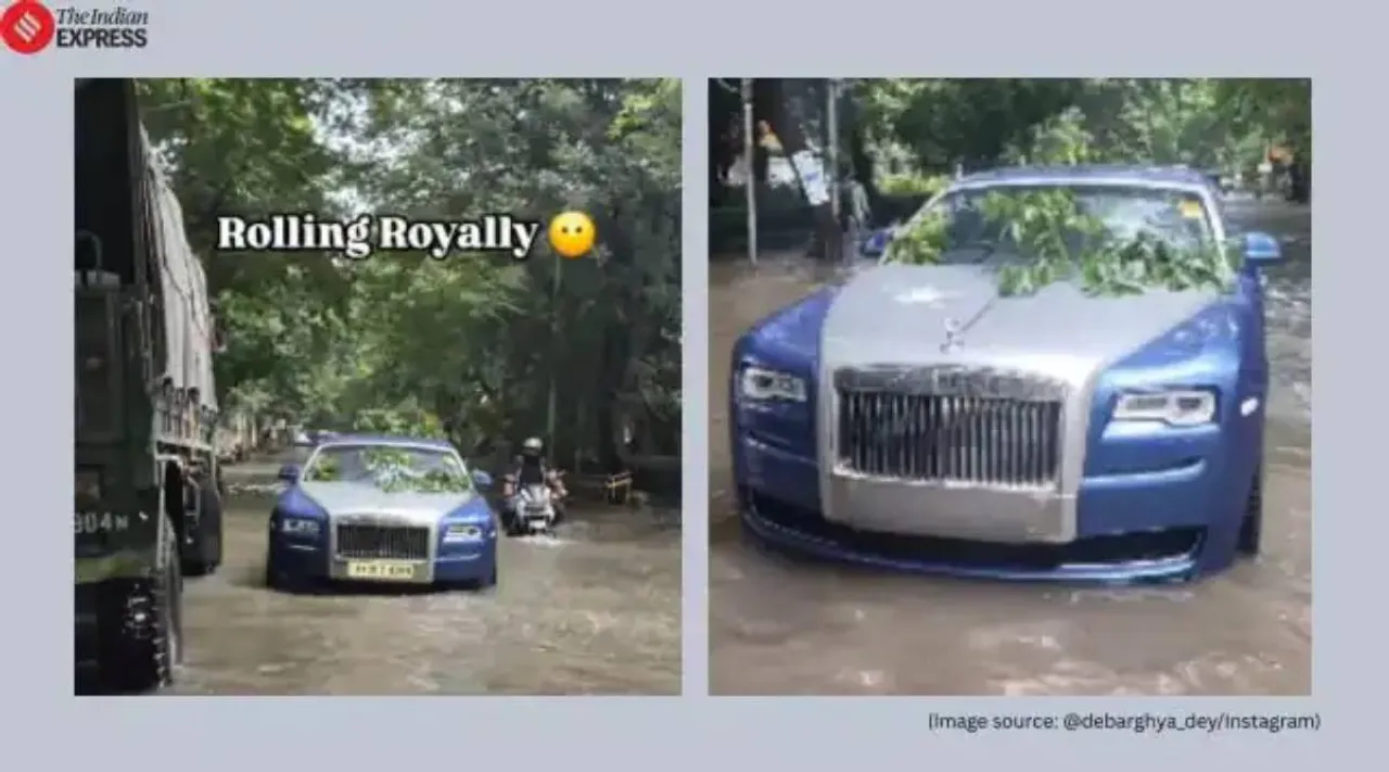 rolls royce in flooded