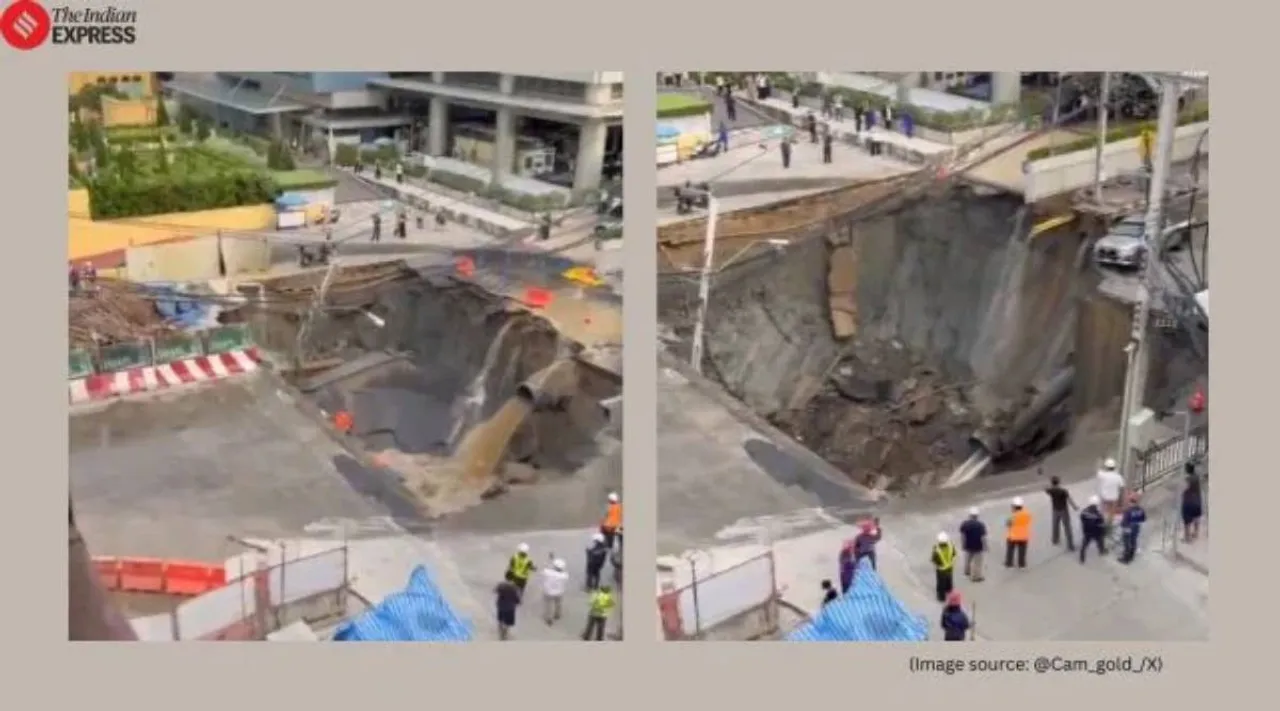 bangkok road collapse 2