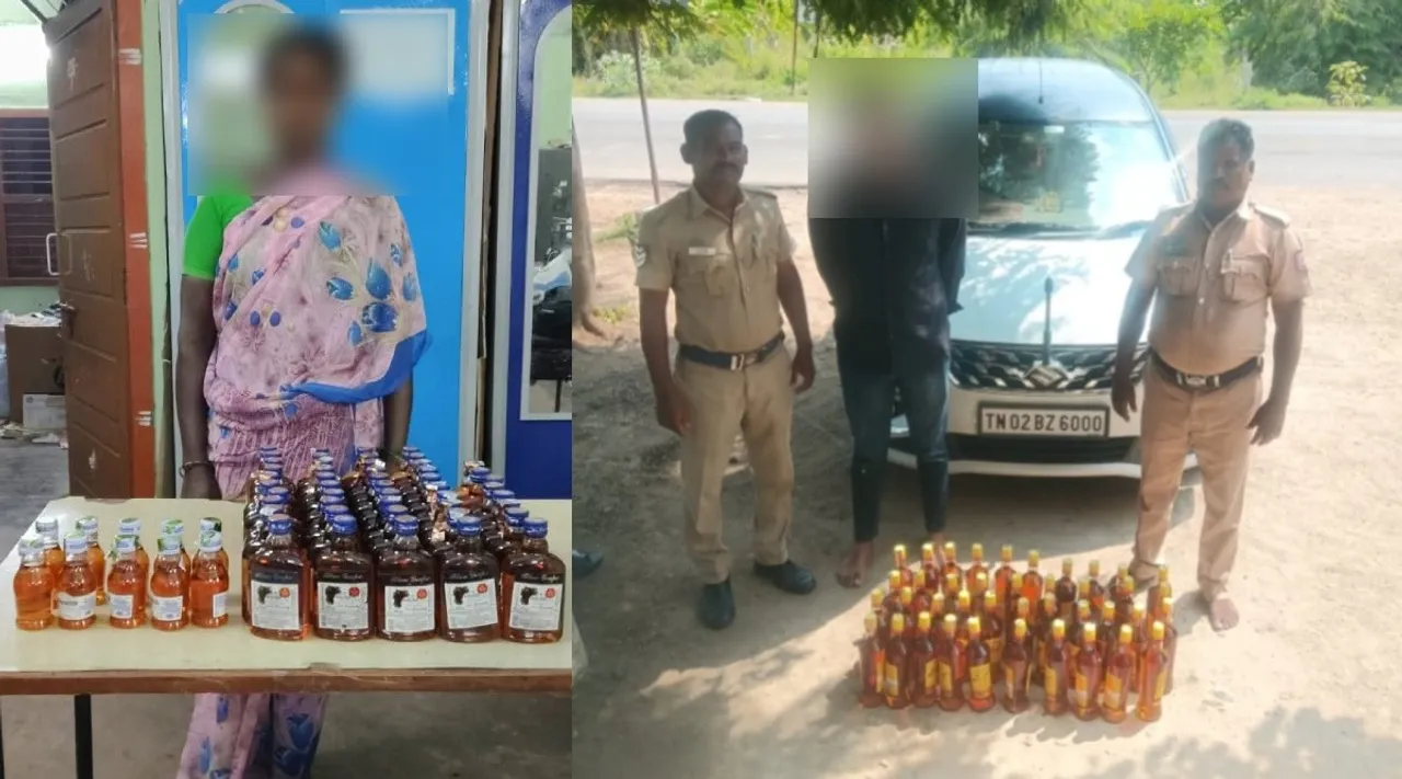 Viluppuram Police arrest women and youth for Smuggling Liquor Bottles from Puducherry Tamil News