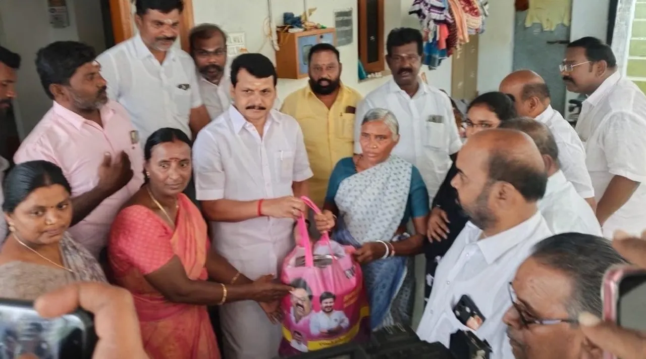 Karur V Senthil Balaji DMK MLA Diwali gift to each house his constituency Tamil News