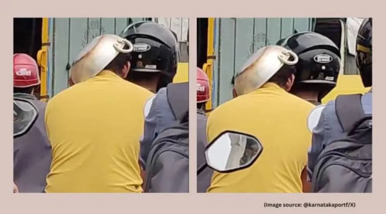 Bengaluru rider frying pan helmet 2