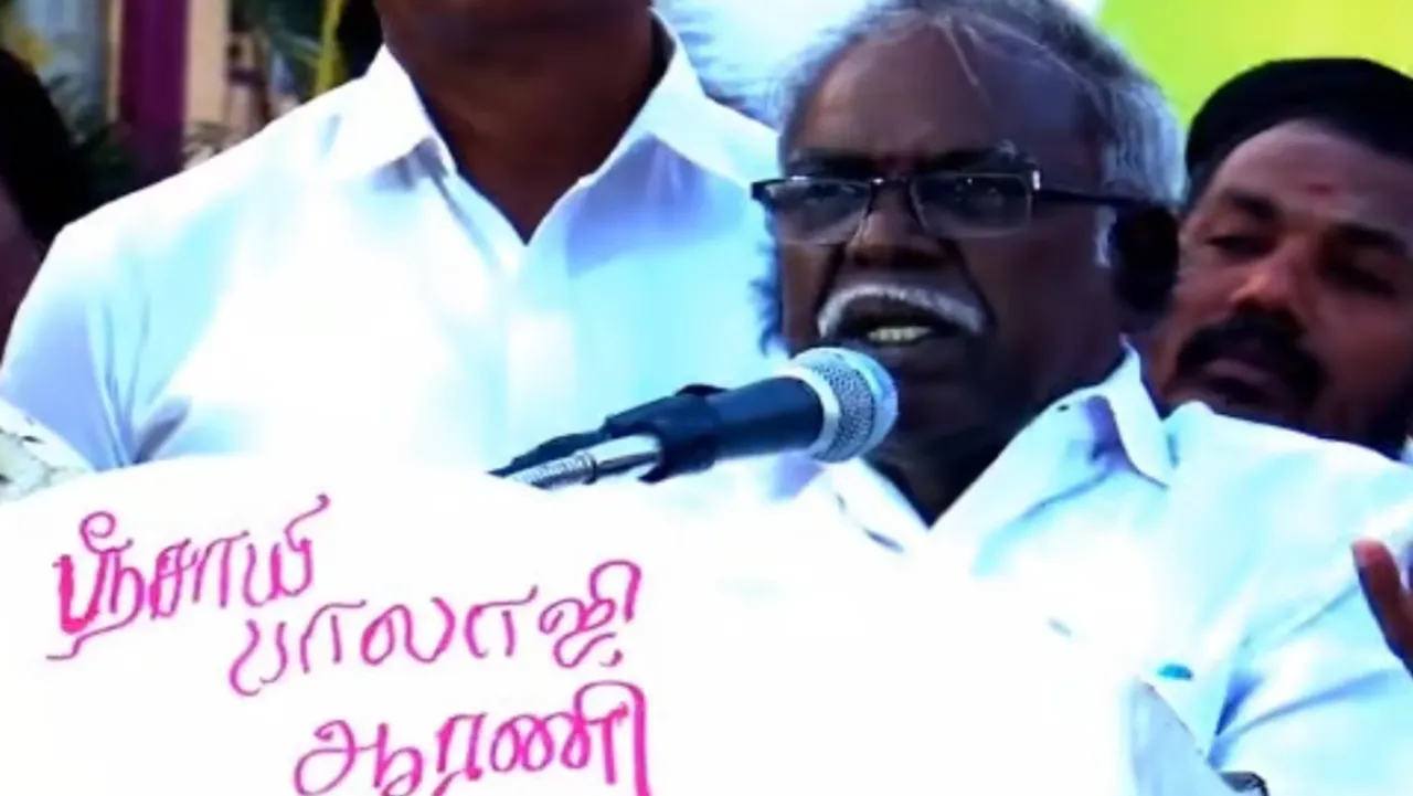 A BJP local executives speech to vote on the hand symbol has created a stir
