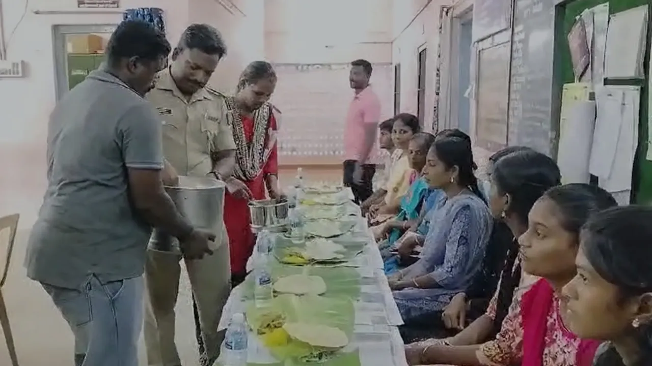 When the 12th class results were announced the police threw a party for the students