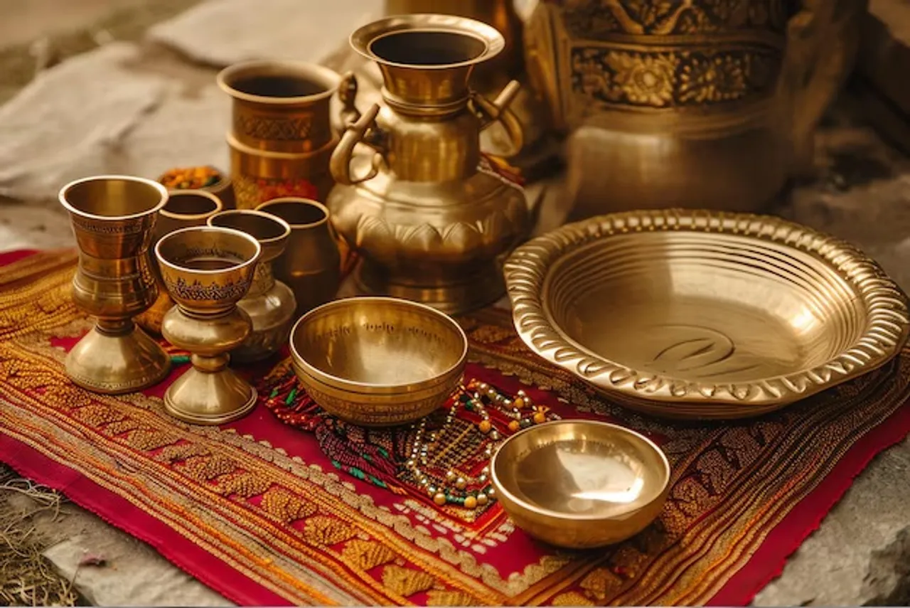 brass puja set