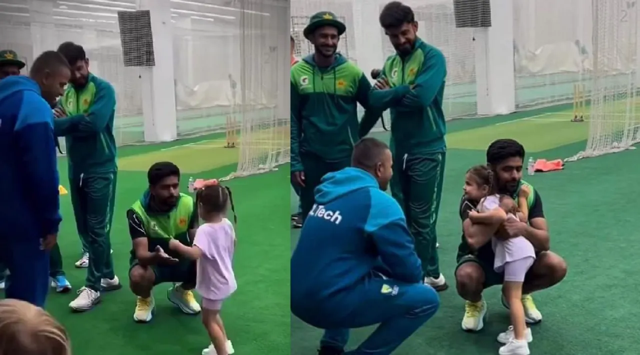 Video Babar Azam hugs Usman Khawaja daughter Christmas ahead of 2nd PAK vs AUS Test at MCG Tamil News 