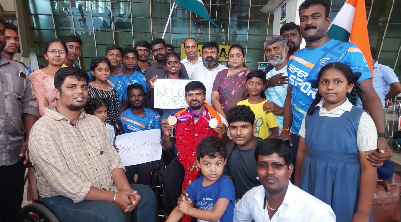 asian para games 2023 Wheel chair para athlete medalist Muthuraj coimbatore 