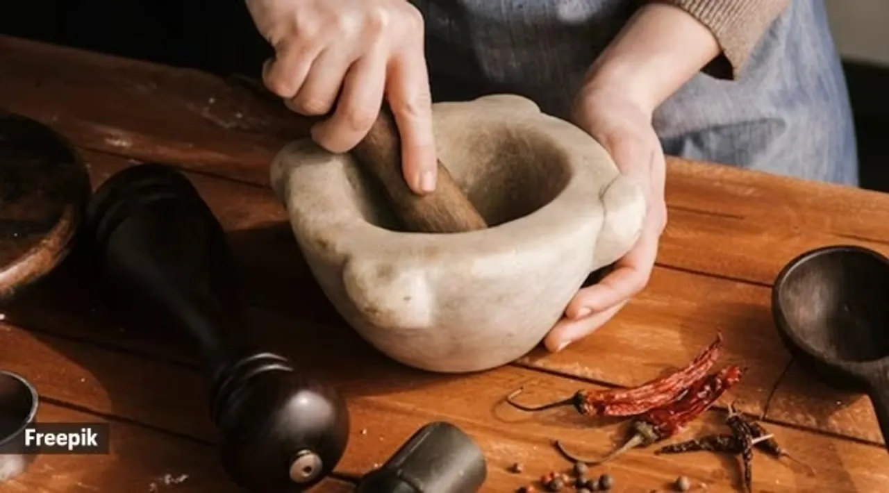 mortar and pestle.