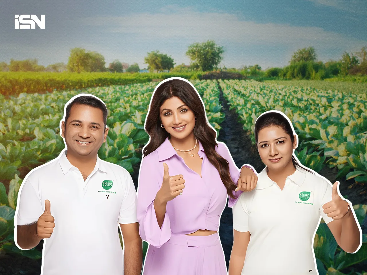 Shilpa Shetty Kundra with KisanKonnect's Vivek Nirmal and Nidhi Nirmal