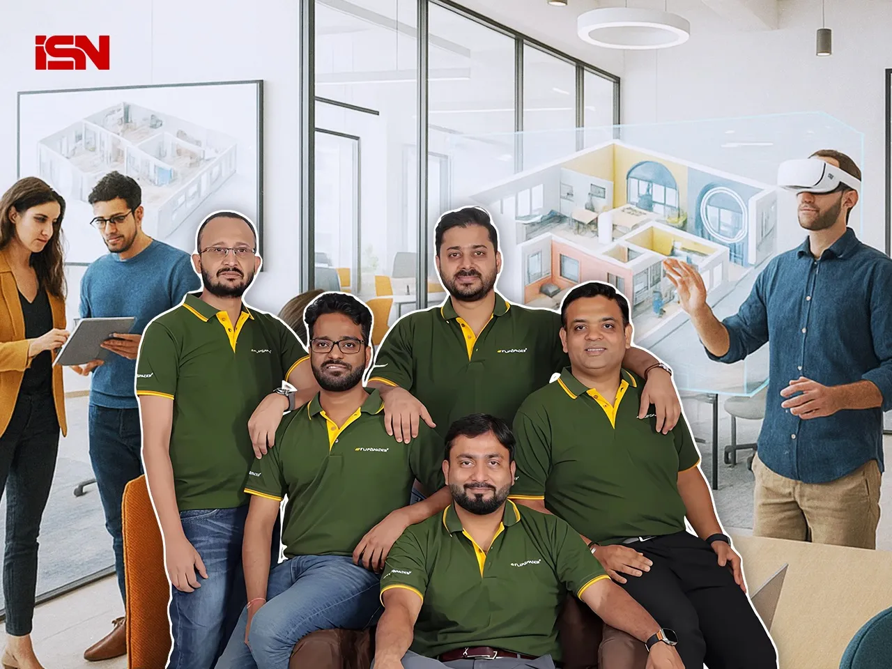 (L-R) Ritesh Ranjan, Vikash Anand, Mrinal Sharma(standing), Kunal Sharma(seated), Ankur Muchhal, Co-founders, Flipspaces