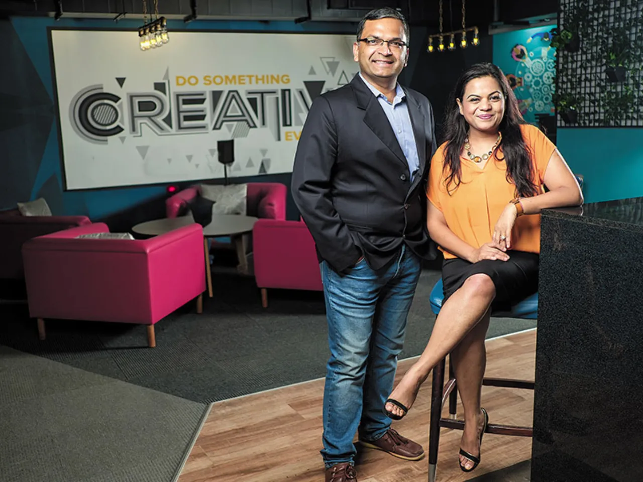 IndiQube Spaces co-founders Rishi Das and Meghna Agarwal