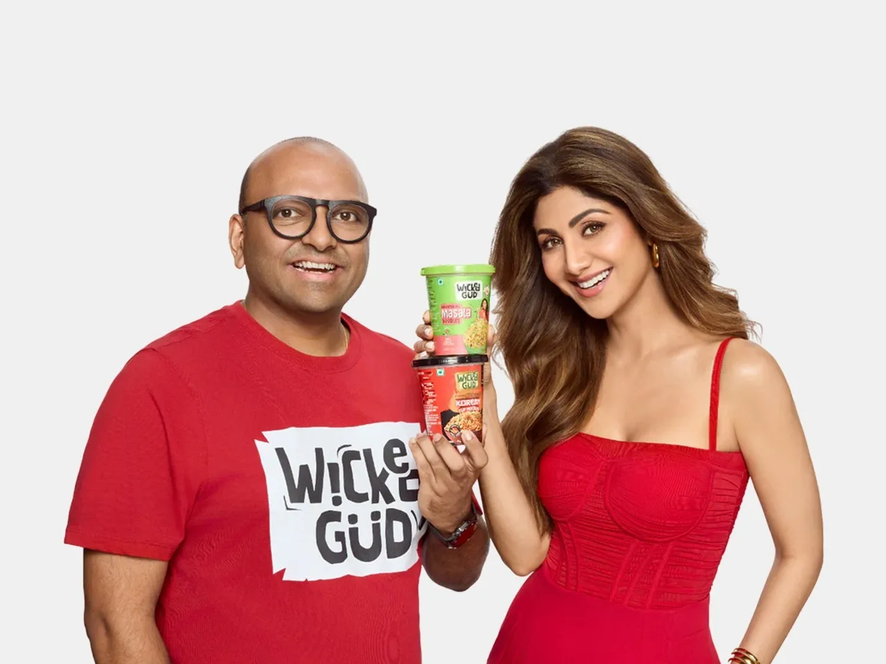 Bhuman Dani, founder and CEO of WickedGud and Shilpa Shetty, investor and brand ambassador