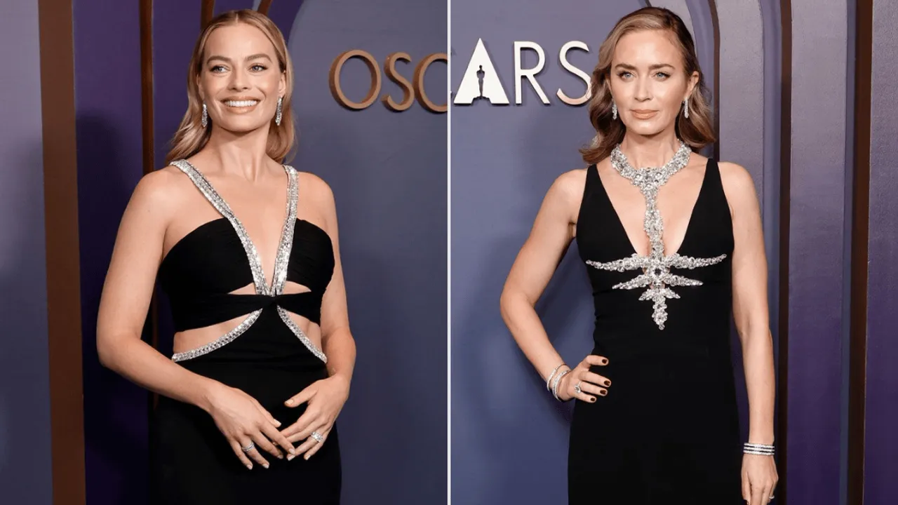 Margot Robbie and Emily Blunt Stun in Almost Identical Dresses at Governors Awards