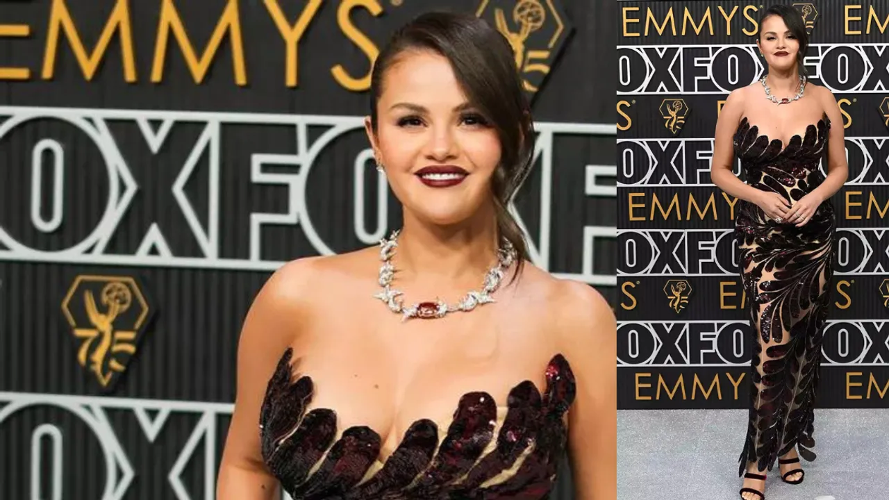 Selena Gomez Stuns in Sheer Gown on the Emmys Red Carpet