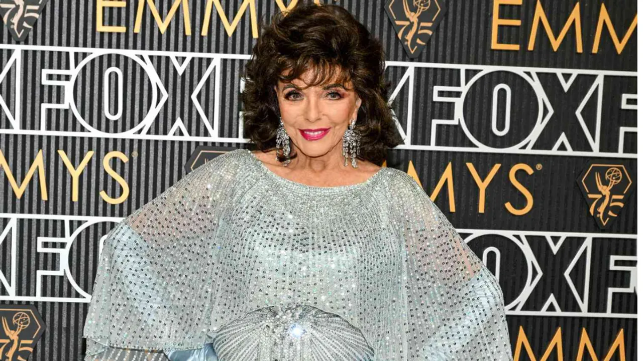 Joan Collins Shines in a Glittering Blue Gown at The 2024 Emmys
