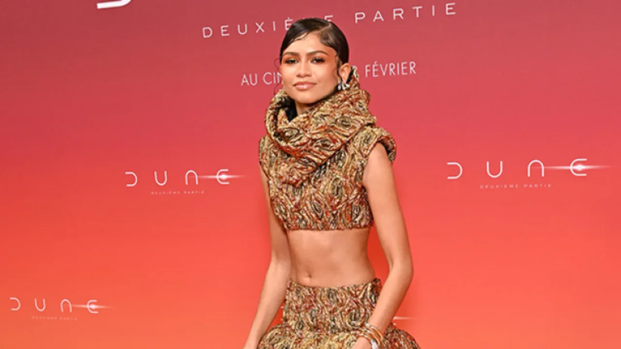Zendaya Wows in Gold Crop Top and Skirt at 'Dune: Part 2' Premiere