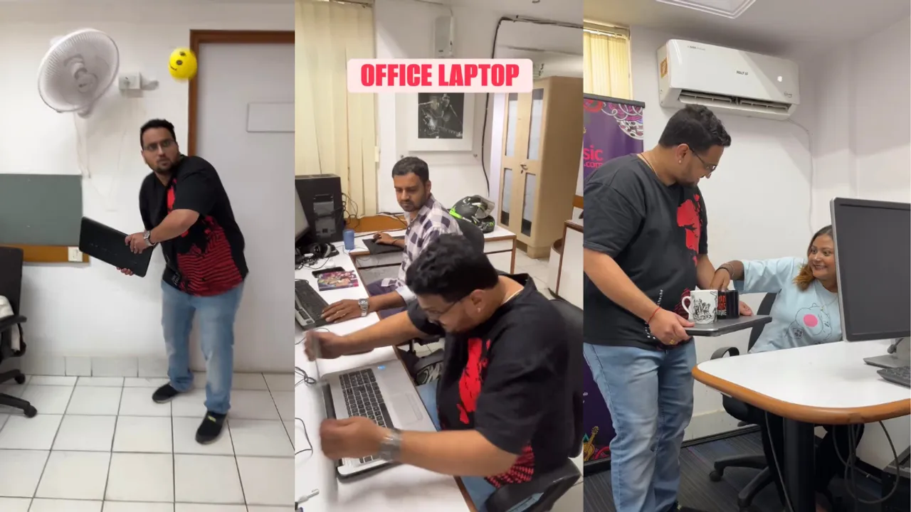 Is it a bat?🏏 Is it a tray?📥 It's the office laptop😅💻 