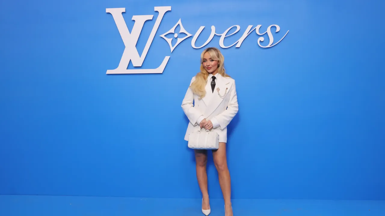 Sabrina Carpenter Turns Heads in Chic White Suit Dress at Louis Vuitton Menswear Show