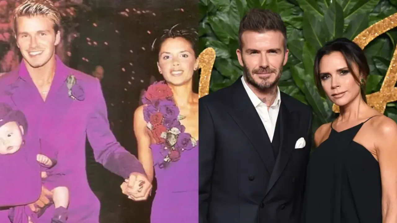 Victoria and David Beckham Recreate Purple Wedding Outfits for 25th Anniversary Celebration