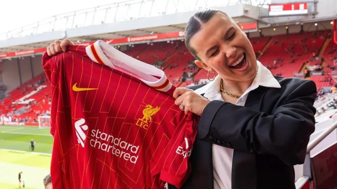 Millie Bobby Brown Celebrates as Liverpool Win Title at Anfield