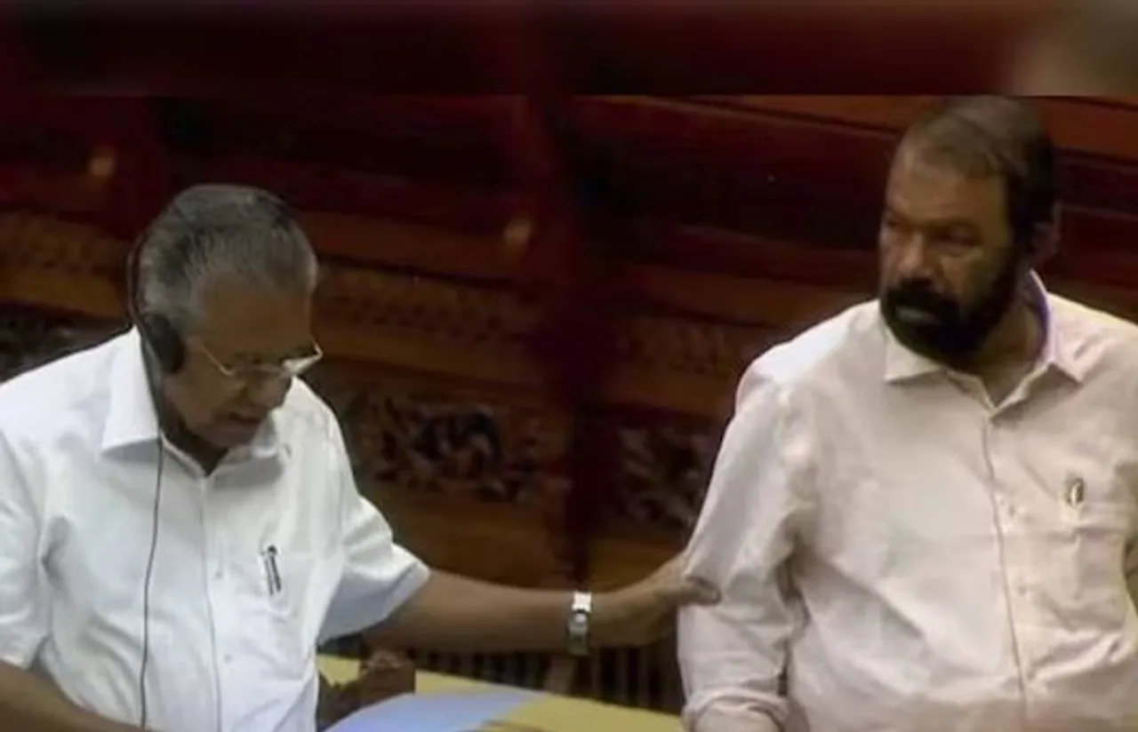 cm pinarayi vijayan controls minister v sivankutty in assembly