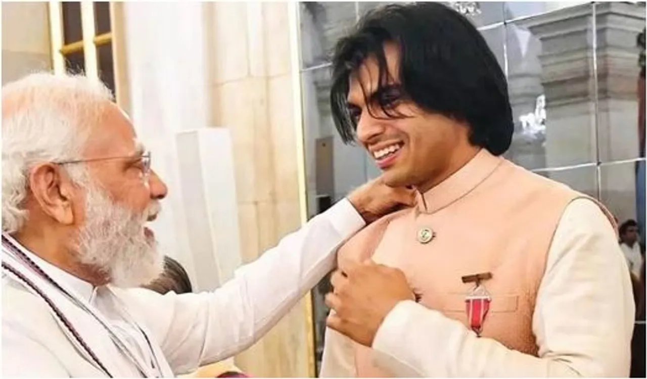 pm modi with neeraj chopra