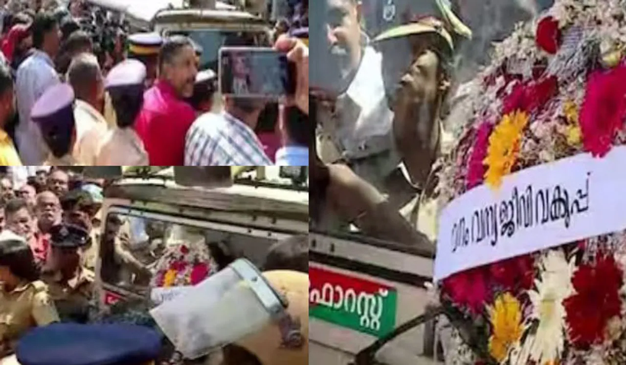 വന്യജീവി ആക്രമണം; പുൽപ്പളളിയിൽ ആളിക്കത്തി ജനരോഷം, വനംവകുപ്പ് ജീപ്പിന്റെ കാറ്റ് അഴിച്ചുവിട്ട് , റീത്ത് വച്ചും പ്രതിഷേധം