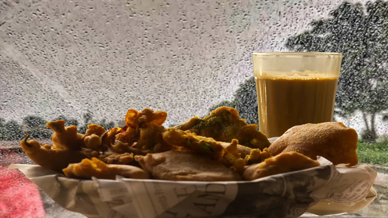 cutting chai pakoda in rain i