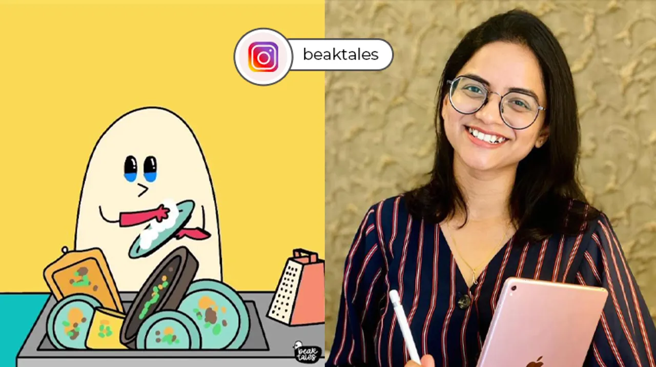 Meet Beaku from Beaktales, a very adorable comic character by Vartika, who is a storyteller, artist, and designer from Jamshedpur!